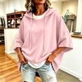 thumbnail image 5 of Njagoc3 Womens Oversized Sweatshirts Solid Color Hooded Batwing Sleeve Sports Pullover Fall Winter Top, 5 of 6