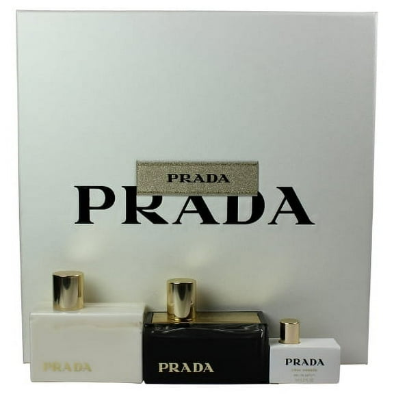 Prada L'Eau Ambree by Prada for Women Gift Set - 1.7 oz. EDP Perfume Spray 0.2 oz. Miniature 3.4 oz. Body Lotion