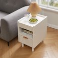thumbnail image 2 of CQSXDA 2 Pack Fluted Wood Nightstands with Drawer and Open Storage, Modern Bedroom Bedside Side End Tables for Home Decor, White, 2 of 21