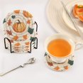 thumbnail image 3 of Yayeee 6 PCS Drink Coasters with Holder Set Woven Absorbent Round Tabletop Hot Pad, Pumpkins Patten, 3 of 7