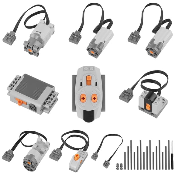 25 PCS Power Function Kit, Power Function Motor, Motor Battery Box, Remote Receiver, Servo Motor & Accessories