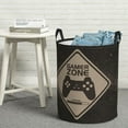 thumbnail image 3 of DouZhe Waterproof Collapsible Large Laundry Baskets, Retro Gaming Area Warning Prints Circular Hamper with Handles, 3 of 7