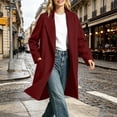 thumbnail image 7 of cocolona Trench Coat for Women Open Front Long Sleeve Solid Color Long Jacket Notch Lapel Lined Fall Winter Wool Coat with Pockets, 7 of 7