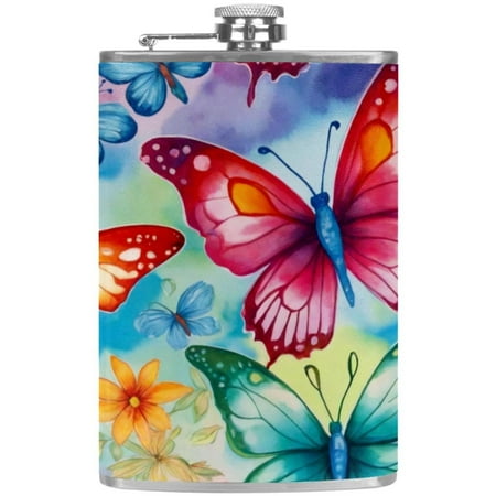

josid Tie Dye 3.6x6in Stainless Steel Small Flask Leak-Proof Stainless Steel Construction Wrapped in Premium Two-Layer Leather Nano-Printed Design 227ml Capacity
