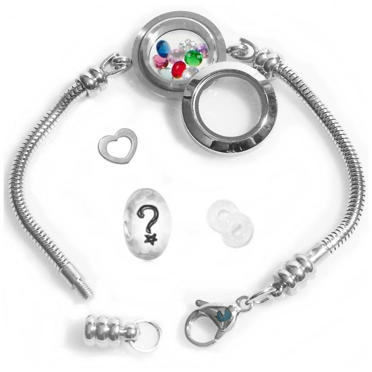 Floating Locket Charm Bracelets For Women Stainless Steel Snake Chain Fits Pandora Charms Twist 20mm 7.5 Inch Walmart