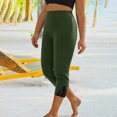 thumbnail image 2 of UVEASISHA Womens Lace Trim Capris Cropped High Waist Seamless Capri Yoga Pants Lightweight Comfy Workout Leggings Army Green M, 2 of 8