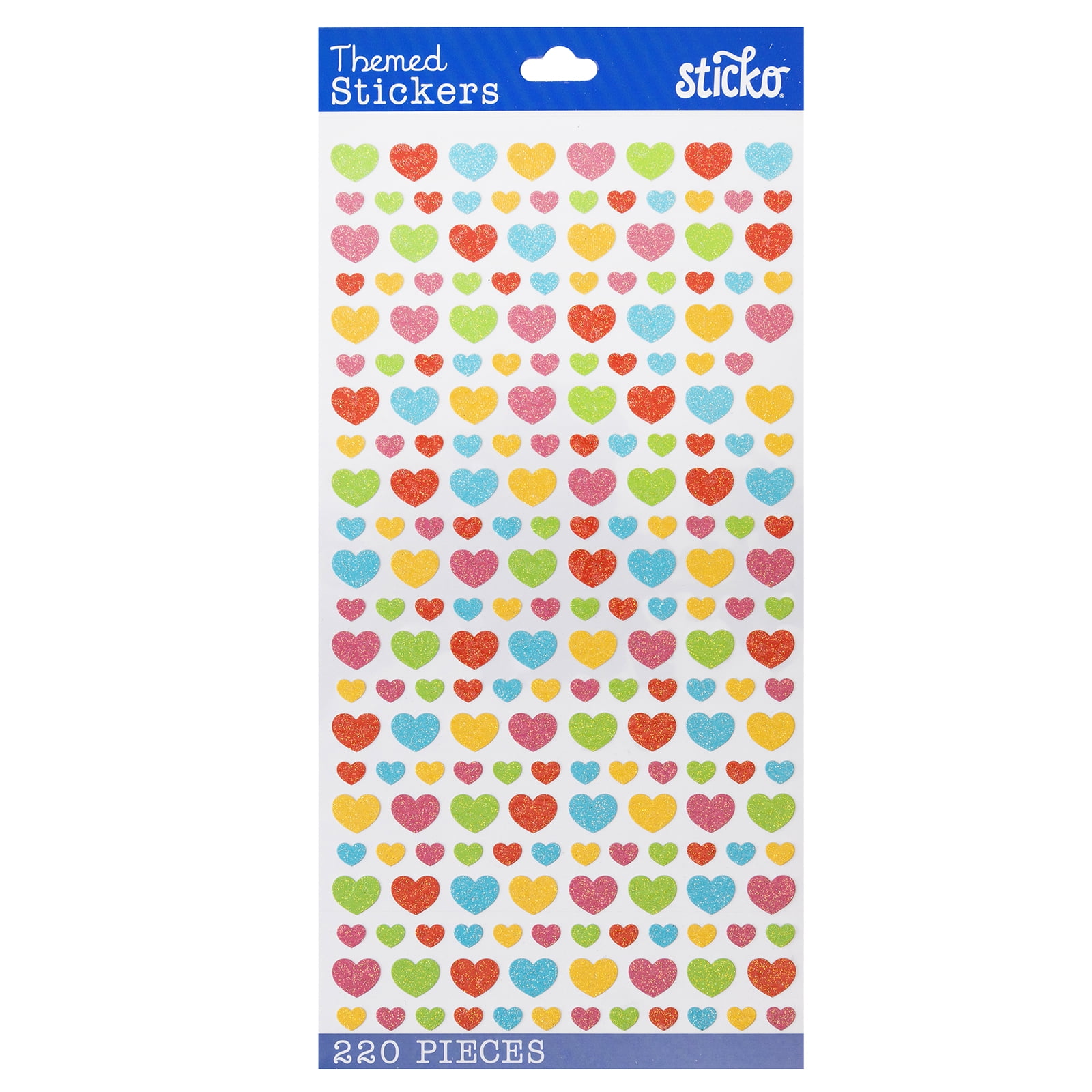 Sticko Tiny Classic Multicolor Paper Hearts Stickers, 220 Piece