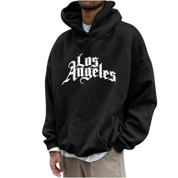 LbsKUS Reduced,Mens Lightweight Hoodies Novelty Long Sleeve Pullover Sweatshirts with Pocket Letter Print Graphic Pullover Tops Hoodie Mens Hoodies(Black,Medium)