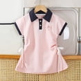 thumbnail image 4 of Teylalorva Girls Polo Dress, Short Sleeve Knitted Cotton Waist-Cinching Summer Floral Casual Uniform Dress Pink Size 6, 4 of 9