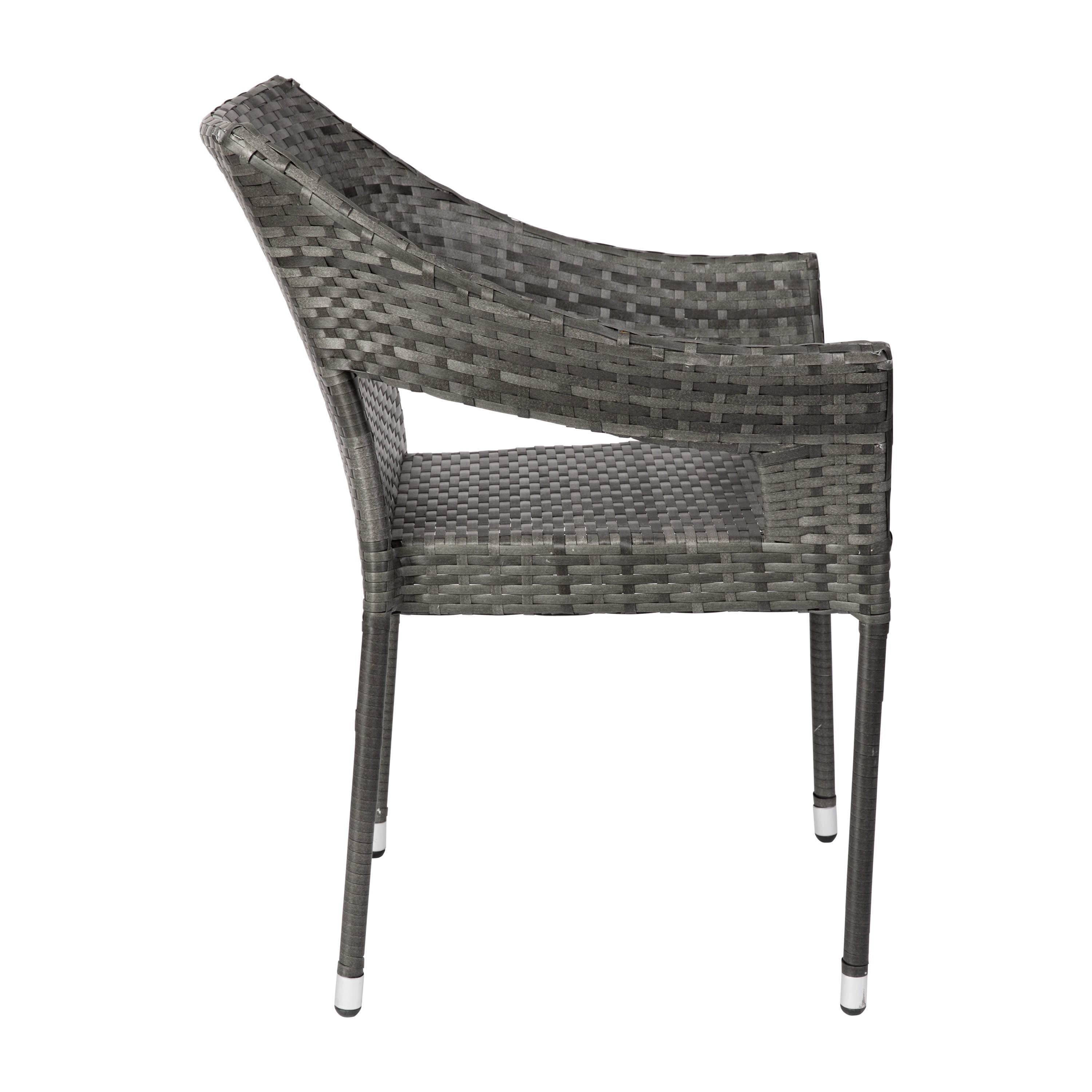 Merrick Lane Weather Resistant Indoor/Outdoor Stacking Patio Dining Chair with Steel Frame and PE Rattan - Gray