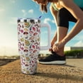 thumbnail image 3 of 40 oz Mushroom Tumbler with Handle and Straw, Travel Mug Water Bottle, Stainless Steel Insulated Cup with Lid and Straw, Birthday Christmas Gifts, 3 of 6