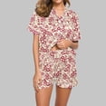 thumbnail image 2 of Birdeem Ensembles de Pyjama pour Femmes 2 Pcs Femmes Décontracté Col Rabattu Manches Courtes Blouse Mode Pantalon Court Ensemble de Pyjama, 2 of 12