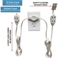 thumbnail image 3 of W4W Twin Extension Cord - 12 Foot Cord 6 feet on each side - 6 Polarized Outlets - Flat Head (Wall Hugger) Outlet Plug - 6 Polarized Outlets with Safety Cover, 3 of 7