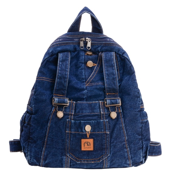 PRIYAL Denim Backpack for Women Vintage Y2K Grunge Style Lightweight Canvas Rucksack Purse Daypack Aesthetic Cute Travel Jeans Bag