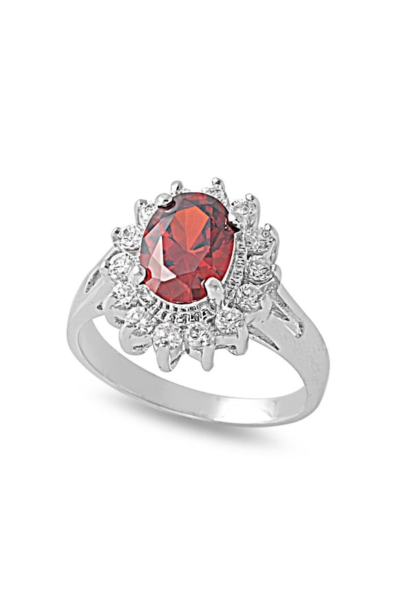 Sunshine Simulated Garnet Cubic Zirconia Ring Sterling Silver 925