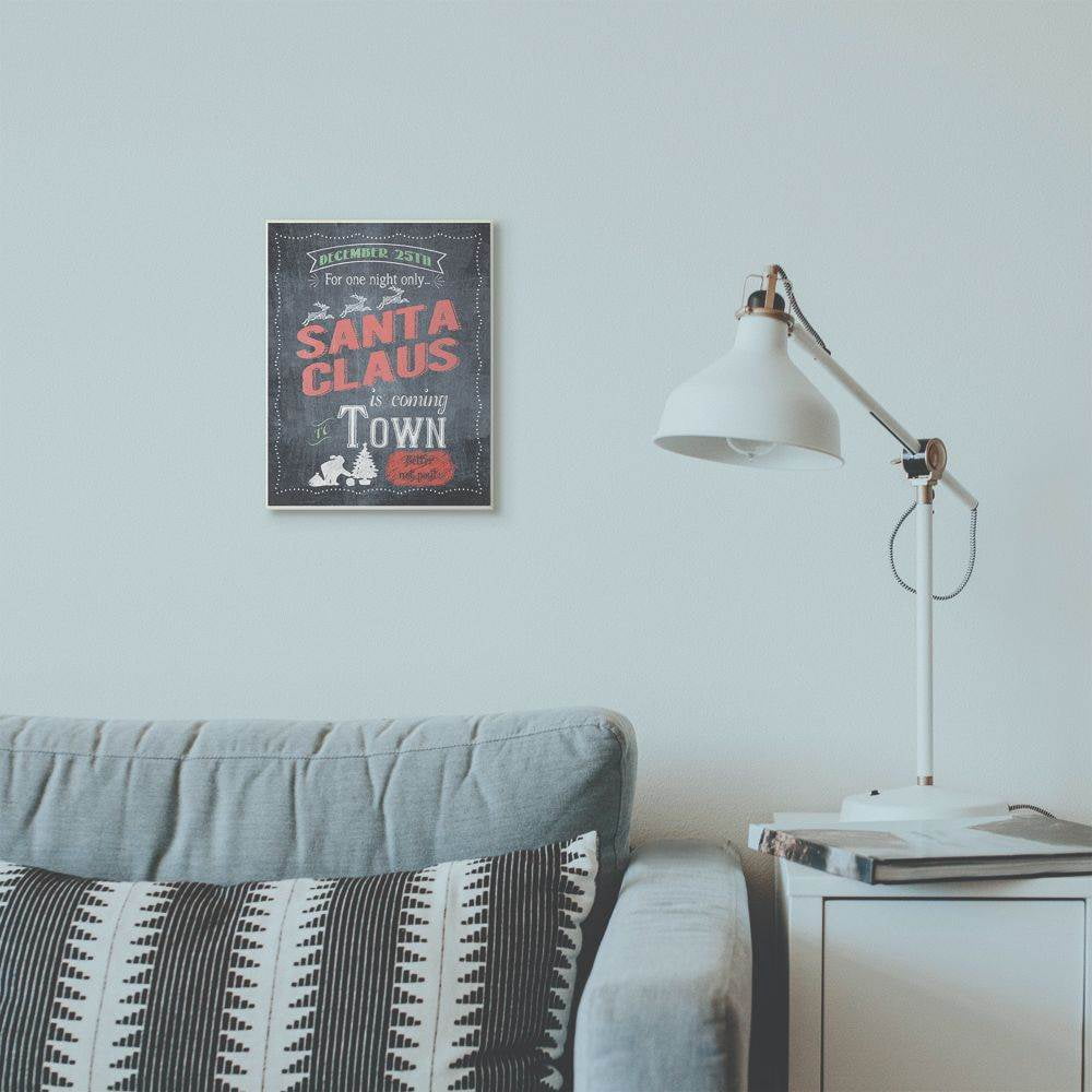 Stupell Industries Santa Claus Holiday Advert Christmas Word Design Wood Wall Art By Artist Jo Moulton
