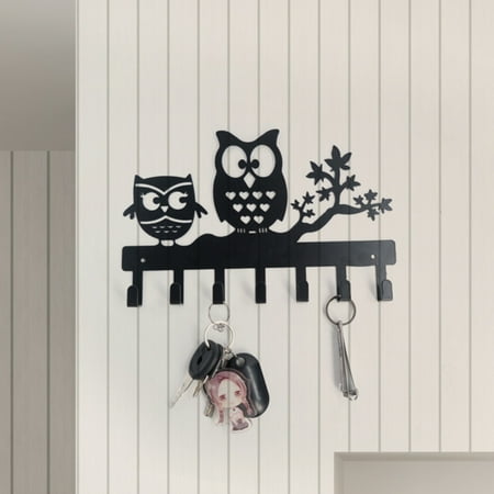 

TenYiLy Clearance Hooks Keys Holder For Wall Metal Vintage Owl Keys Hook Home Decor Key Hanger Decorative With 7 Hooks Black