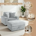 thumbnail image 5 of UIXE Oversized Accent Chair with Storage Ottoman & Cup Holder, Faux Fur Armchair Upholstered Indoor Chaise Lounge Chair for Living Room, Comfy Large Arm Chair Bedroom Reading Seat, Gray, 5 of 7