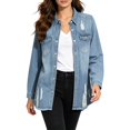 thumbnail image 3 of Miaoju Womens Jean Jacket 2026 Basic Trendy Long Sleeve Denim Jackets Button Down Fitted Western Coat with Pockets, BU2 XL, 3 of 6