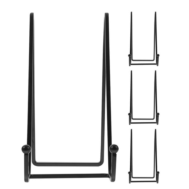4 soportes para platos de exhibición, caballete de metal negro para marcos de fotos, soporte para exhibir fotos, marco para mesa, suministros para el hogar