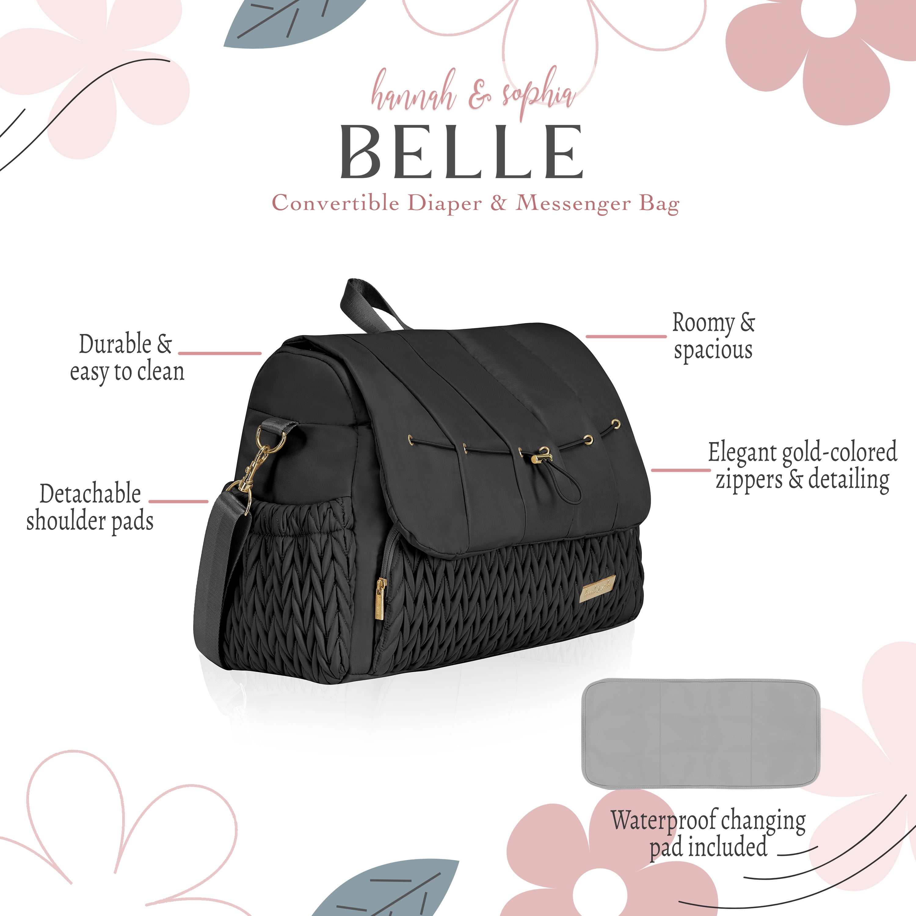 Hannah Sophia Belle Convertible Diaper Backpack Messenger Bag