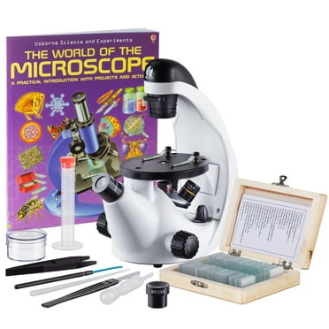 IQCrew 40X-500X Science Discovery Series Inverted Microscope with 25pc Slides and Book