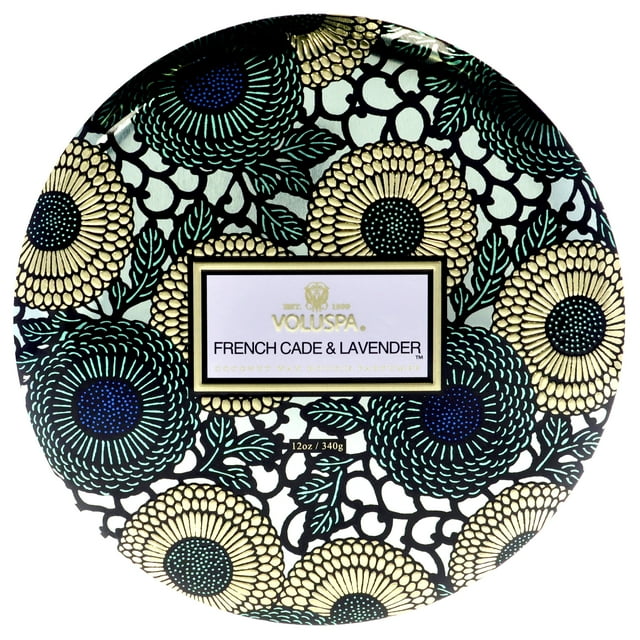 Voluspa Candle Vela de lata de 3 mechas - Cade francés y lavanda 12 oz Voluspa Vela 12 oz