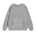 thumbnail image 6 of SERTG Boys Girls Kids Solid Color Round Neck Pullover Long Sleeve Casual Everyday Outerwear Spring Fall Comfortable Tops for Children(Gray,13 Years), 6 of 7