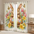 thumbnail image 2 of Erosebridal Pink Tulip Flowers Blackout Curtains Set of 2 (52x84 Each),Cute Rabbit Happy Easter Egg Window Curtains For Kids Girls, 2 of 6