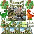 thumbnail image 2 of Decoraciones de fiesta temáticas de dinosaurios de Jurassic World, vajilla desechable, plato, mantel, globos, suministros de fiesta de cumpleaños para niños, 2 of 4