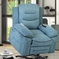 thumbnail image 3 of Power Lift Chair For Elderly Individuals, Blue, Featuring Adjustable Massage & Heat Qualities, Side Pocket And Infinite Positions Blue Recliner With Elderly, Heating, Options, Included, 3 of 6