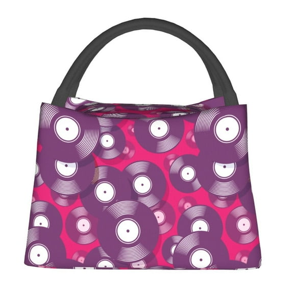 Fotbe Vintage Vinyl Record Bolsa Térmica Portátil con Estampado, Bolsa de Entrega de Alimentos Aislada, Bolsa Reutilizable de Gran Capacidad para Comidas y Supermercado