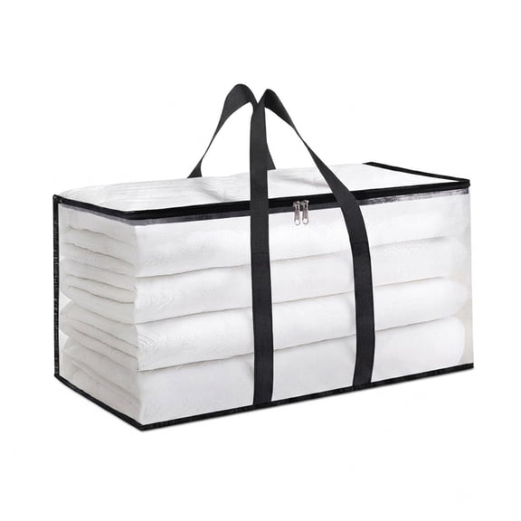 Clear Extra Large Moving Bags, Heavy-Duty Waterproof Storage Tote Bag with Reinforced Handles & Zippers, Transparent Organizer for Clothes, Bedding, Dorm, Moving (1 Pack, 27''Lx13''Wx15''H)