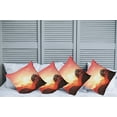 thumbnail image 2 of Ambesonne Nature Throw Pillow Cover 4 Pack, Sunset Tree Mountains, 24", Coral Orange Dark Brown, 2 of 7