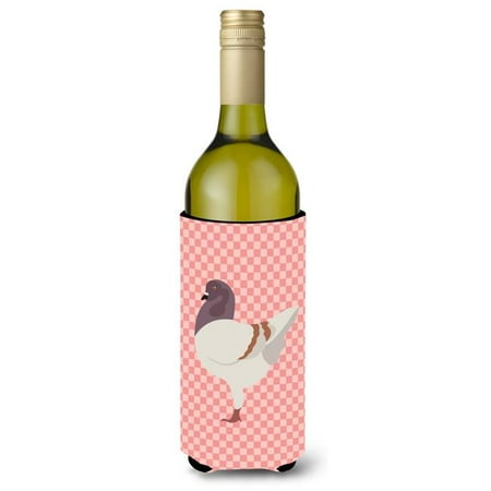 

German Modena Pigeon Pink Check Wine Bottle Beverge Insulator Hugger