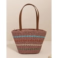 thumbnail image 2 of CoCopeaunts Straw Bag Women Summer Beach Bag Large Straw Tote Bag Handmade Woven Colored Striped Straw Shoulder Bag Handbag, 2 of 5