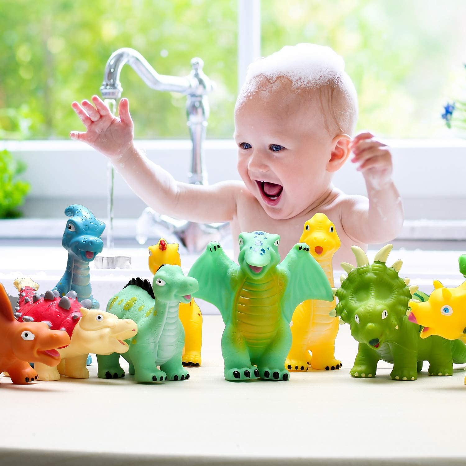 Kiddopark Baby Dinosaur Bath Toys for Toddler 13, 12Pcs Baby Bath