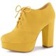 thumbnail image 1 of Botines con Tacón grueso y Plataforma Redonda Allegra K para Mujer Amarillo 38.5, 1 of 6