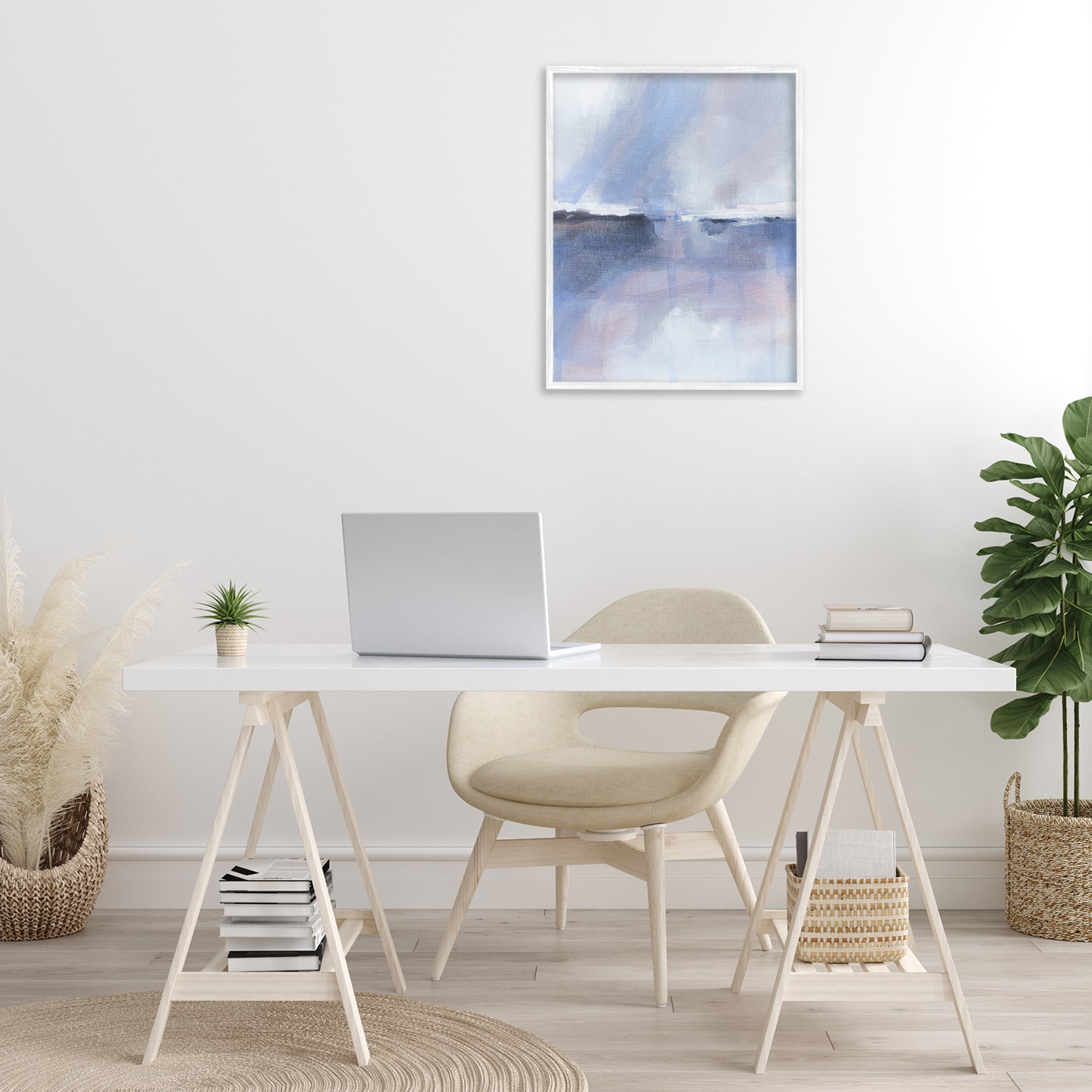 Stupell Industries Subtle Landscape Abstraction Abstract Painting White Framed Art Print Wall Art, 24 x 30