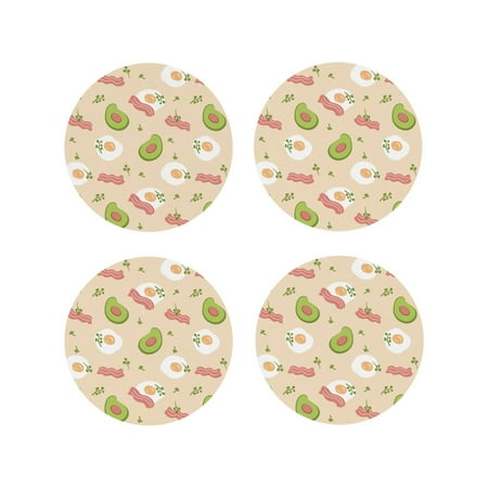 

Drink Coasters Set of 4 Cute Green Avocado Eggs Leather Coasters for Coffee Table Protector Heat Resistant Cute Coasters for Home Decor Housewarming Gifts Bar Kitchen 4 Inch Round Shape