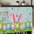thumbnail image 5 of Easter Rod Pocket Curtain Valance, Spring Easter Eggs Bunny Butterflies Wooden Grain Farmhouse Window Valance for Living Room, Bedroom, Kitchen 54"W x 18"L, 5 of 9