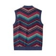 thumbnail image 7 of Mens Argyle Sweater Vests V Neck Sleeveless Cardigan Vest Knitwear Purple 3XL, 7 of 7