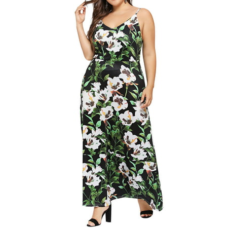 Nlife - Nlife Women's Sleeveless Floral Print Cami Long Dress - Walmart.com