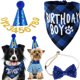 thumbnail image 3 of Suministros de fiesta de cumpleaños para perros, lindo cumpleaños, niño, perro, bandana, sombrero de cumpleaños creativo para perros con 0-8 números, collar de pajarita azul para perro, cachorro, traj, 3 of 11