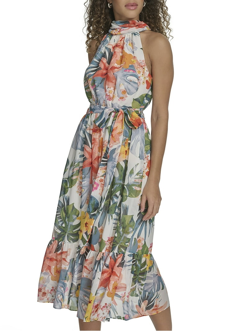 slim fit dress slacks Falling Petals Floral Applique Midi Dress – VICI main image 0