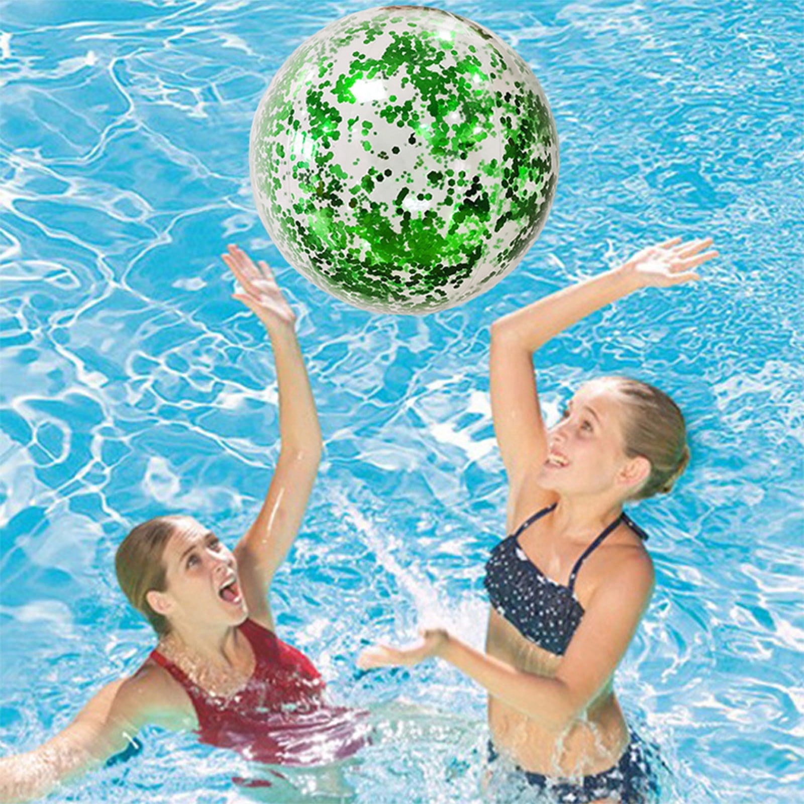 PVC Inflatable Beach Balls Glitter Transparent Beach Balls Water Play Toy Outdoor Floating Sports Balls