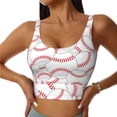 thumbnail image 2 of Haiem Baseballs Pattern Womens Sports Bra - U Neck Padded Low Impact Yoga Bra Workout Crop Top Gym Moisture-Wicking Workout Vest -, 2 of 9