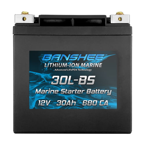 Banshee 12 Volt 30Ah Li-Ion 30L-BS Marine Battery for Evinrude, Honda,  Mercury 25Hp Motors