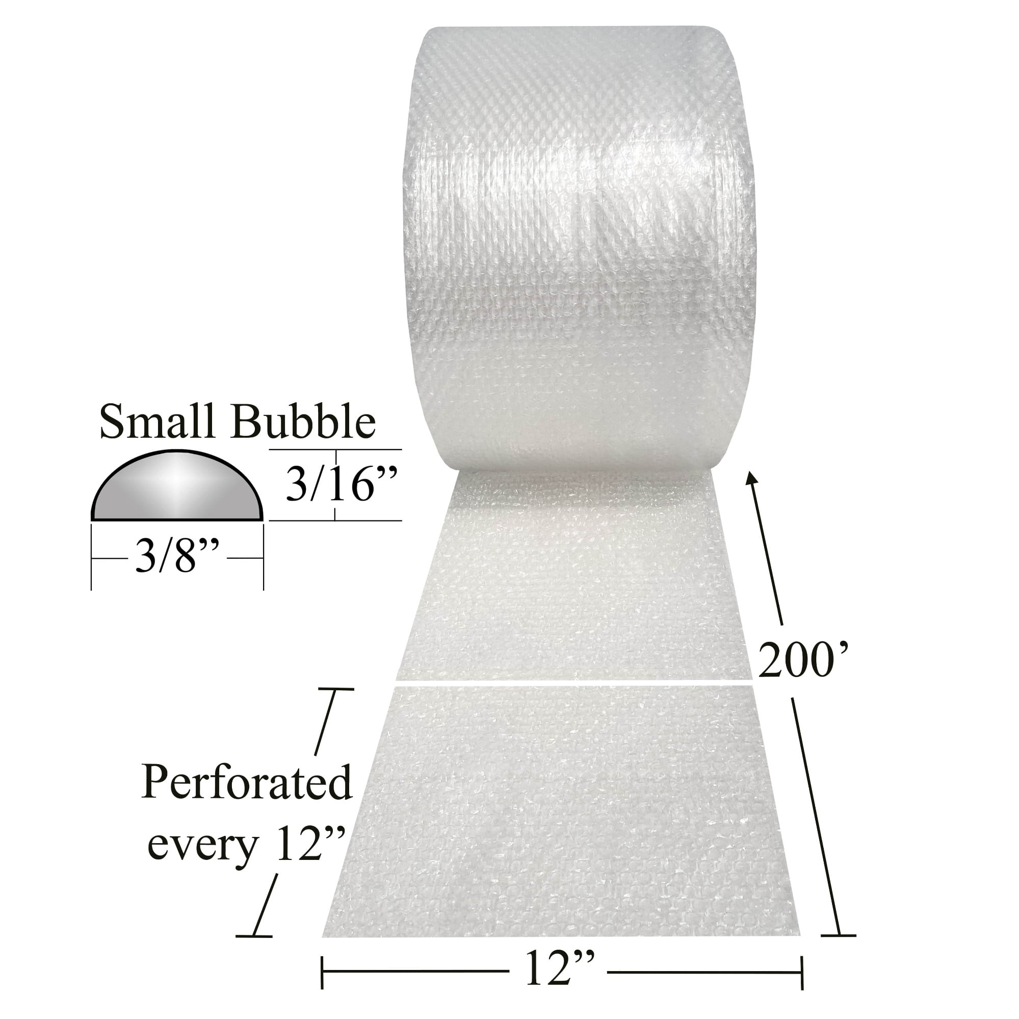 USPACKSHOP up-12-175-15 175 3/16 Small Bubble Cushioning Wrap Perforated Every 12 12 Wide