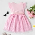 thumbnail image 2 of PatPat Girls Wedding Dress Ribbed Flutter Sleeve Mesh Dress Size 5-12, 2 of 6